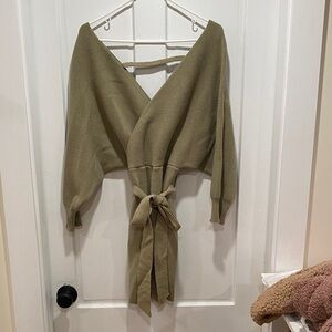 Lulu's Sage Off-the-Shoulder Sweater